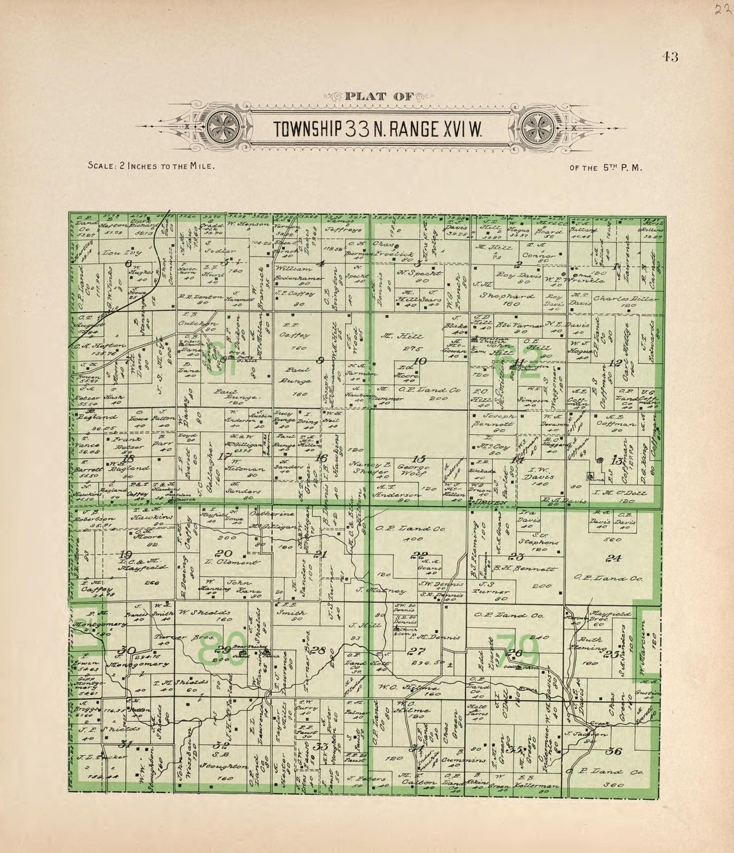 This old map of Township 32 N Range XVI W from Plat Book of La Clede County, Missouri from 1912 was created by Ill.) Western Publishing Company (Chicago in 1912