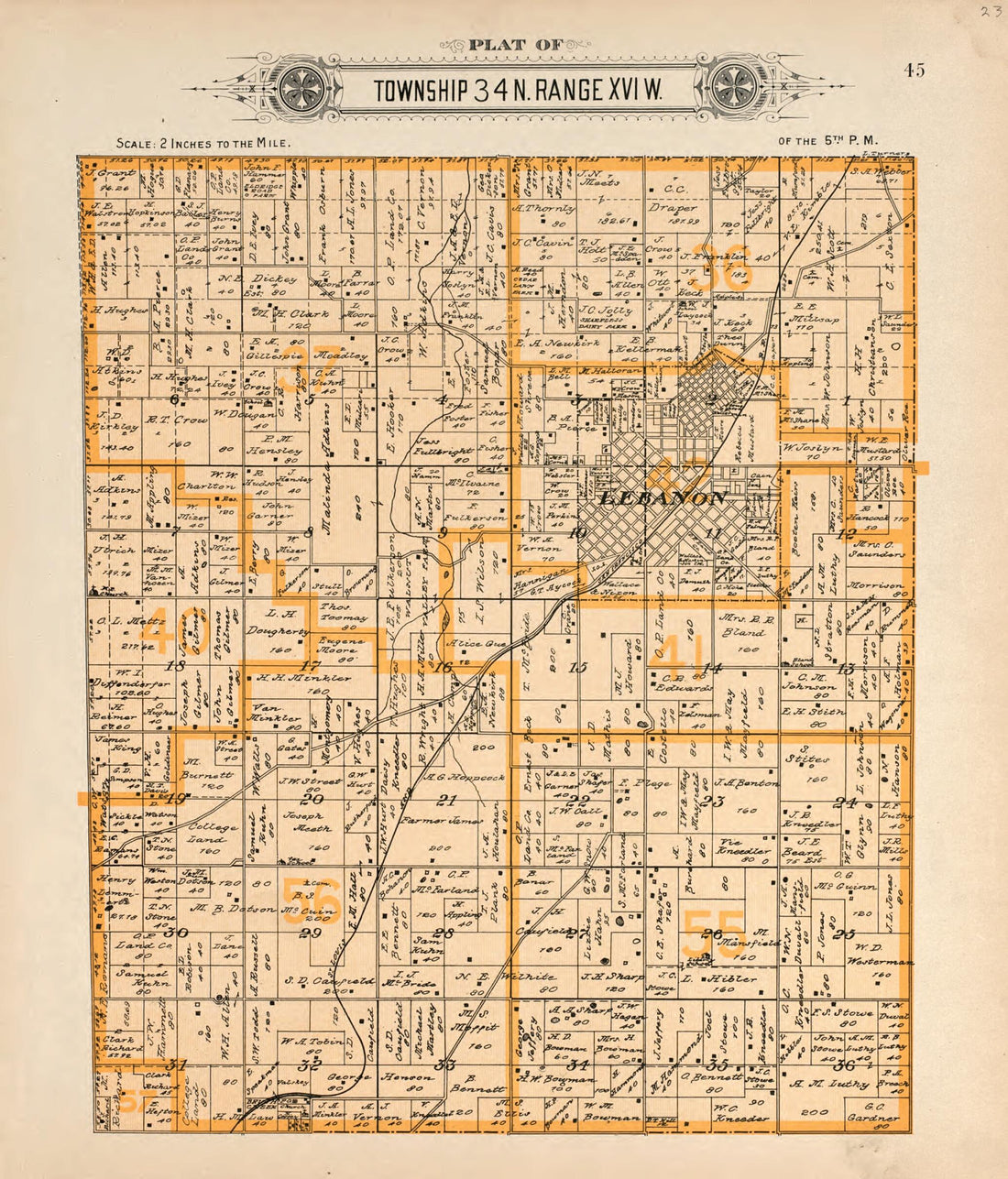 This old map of Township 34 N Range XVI W from Plat Book of La Clede County, Missouri from 1912 was created by Ill.) Western Publishing Company (Chicago in 1912