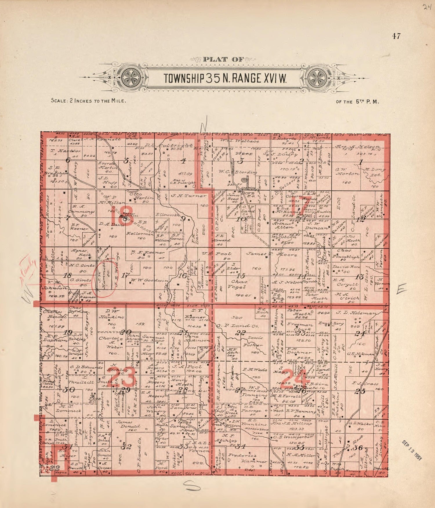 This old map of Township 35 N Range XVI W from Plat Book of La Clede County, Missouri from 1912 was created by Ill.) Western Publishing Company (Chicago in 1912