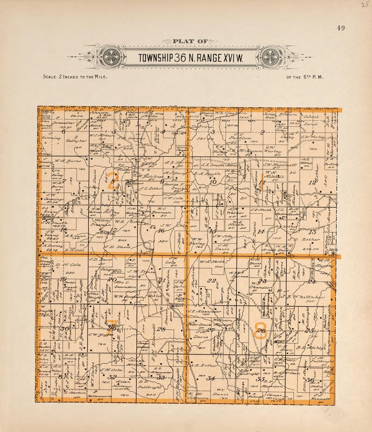 Township 36 N Range XVI W from Plat Book of La Clede County, Missouri 1912 by Relic Map Company