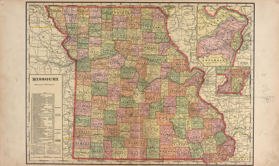 This old map of Missouri from Plat Book of La Clede County, Missouri from 1912 was created by Ill.) Western Publishing Company (Chicago in 1912