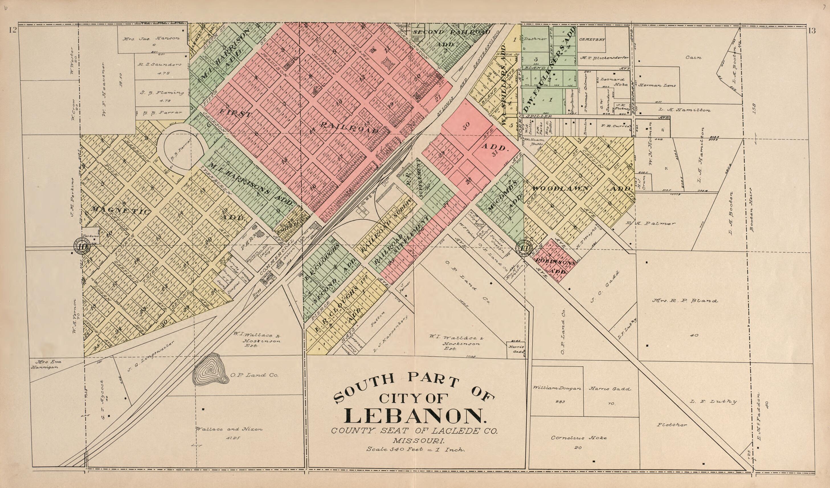 This old map of South Part of City of Lebanon from Plat Book of La Clede County, Missouri from 1912 was created by Ill.) Western Publishing Company (Chicago in 1912