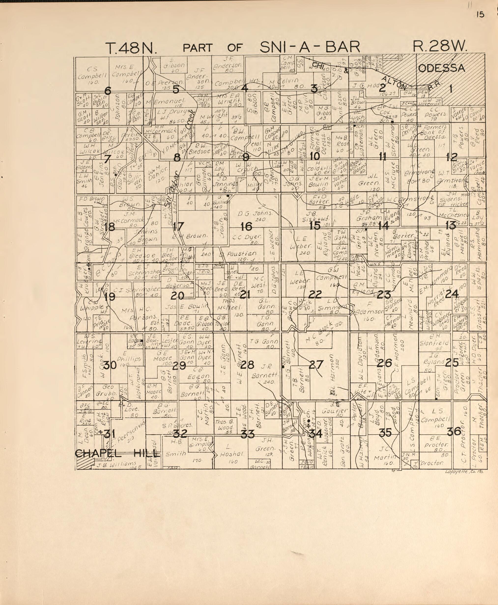 This old map of Sni-A-Bar from Atlas of Lafayette County, Missouri. from 1920 was created by  W.W. Hixson &amp; Co in 1920