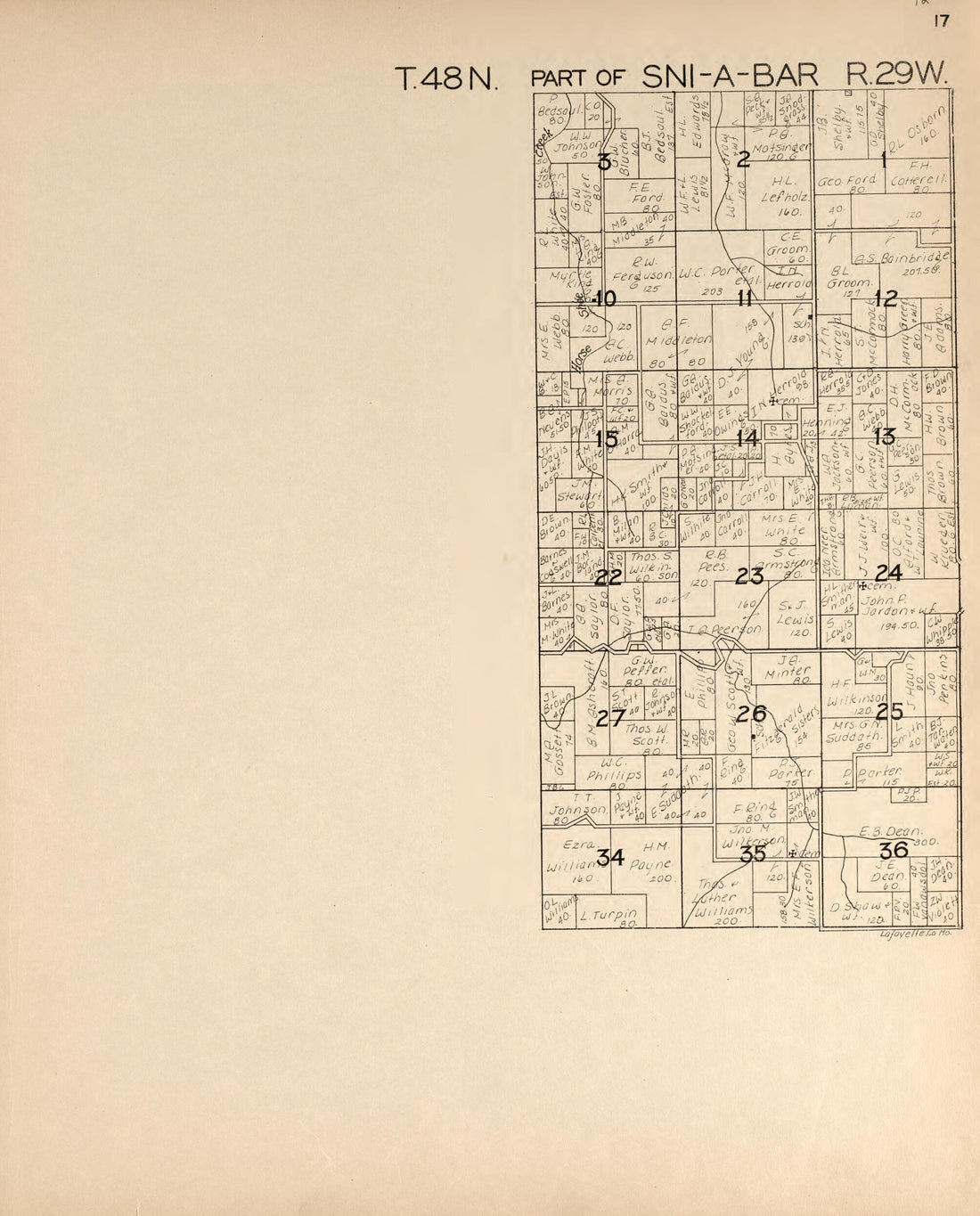 This old map of Sni-A-Bar from Atlas of Lafayette County, Missouri. from 1920 was created by  W.W. Hixson &amp; Co in 1920