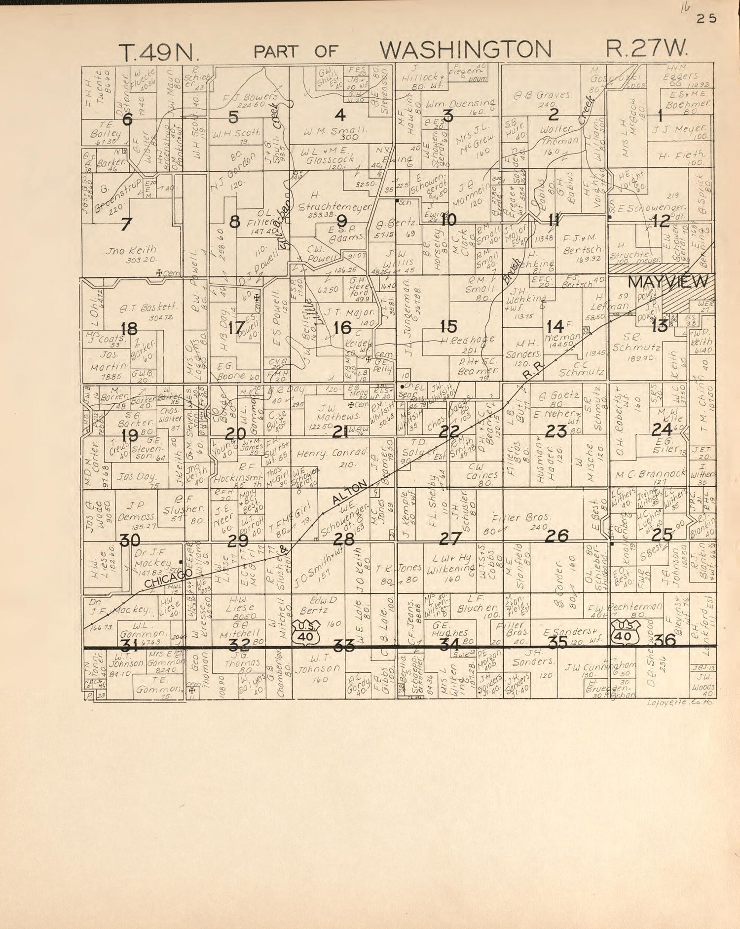 This old map of Washington from Atlas of Lafayette County, Missouri. from 1920 was created by  W.W. Hixson &amp; Co in 1920