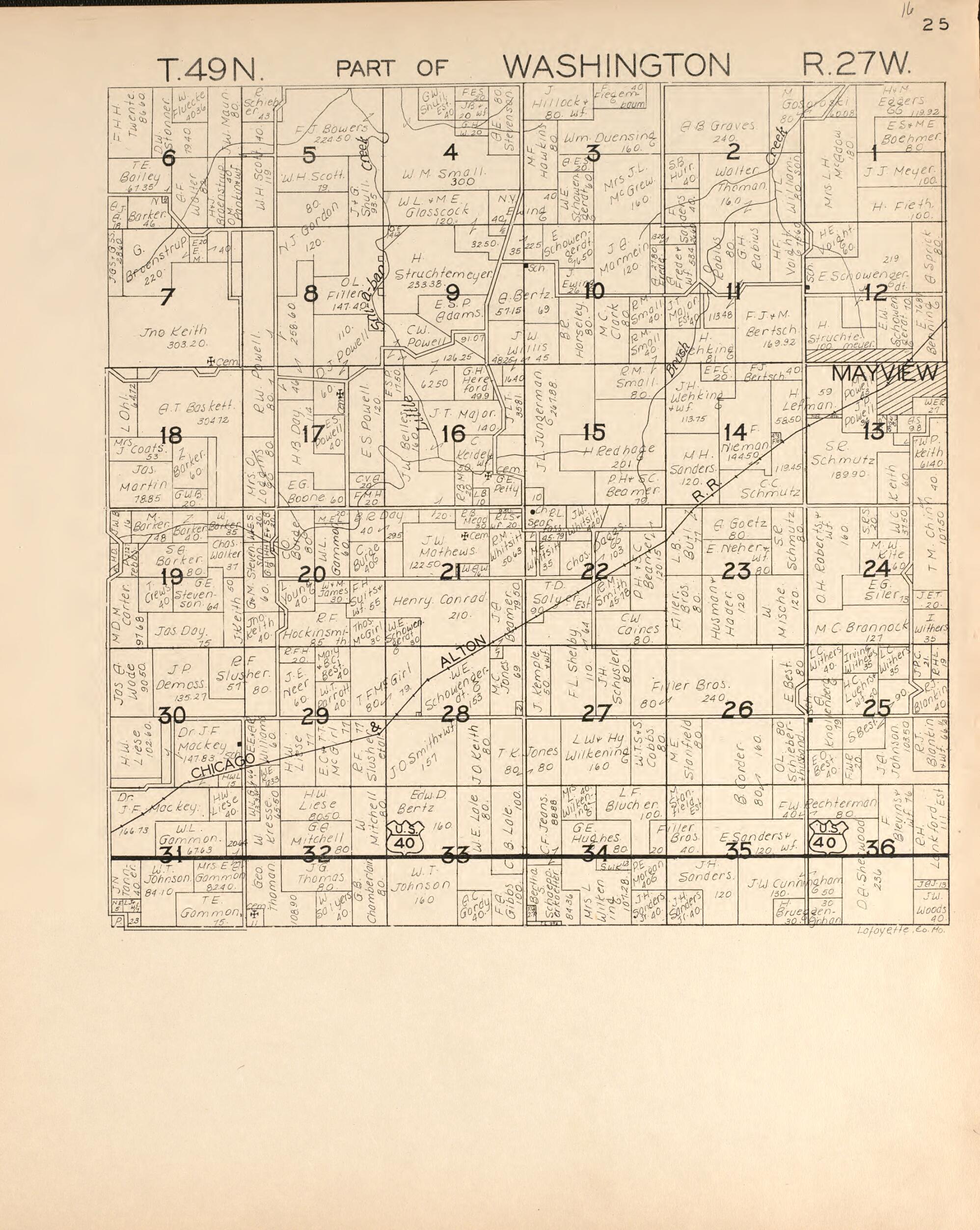 This old map of Washington from Atlas of Lafayette County, Missouri. from 1920 was created by  W.W. Hixson &amp; Co in 1920