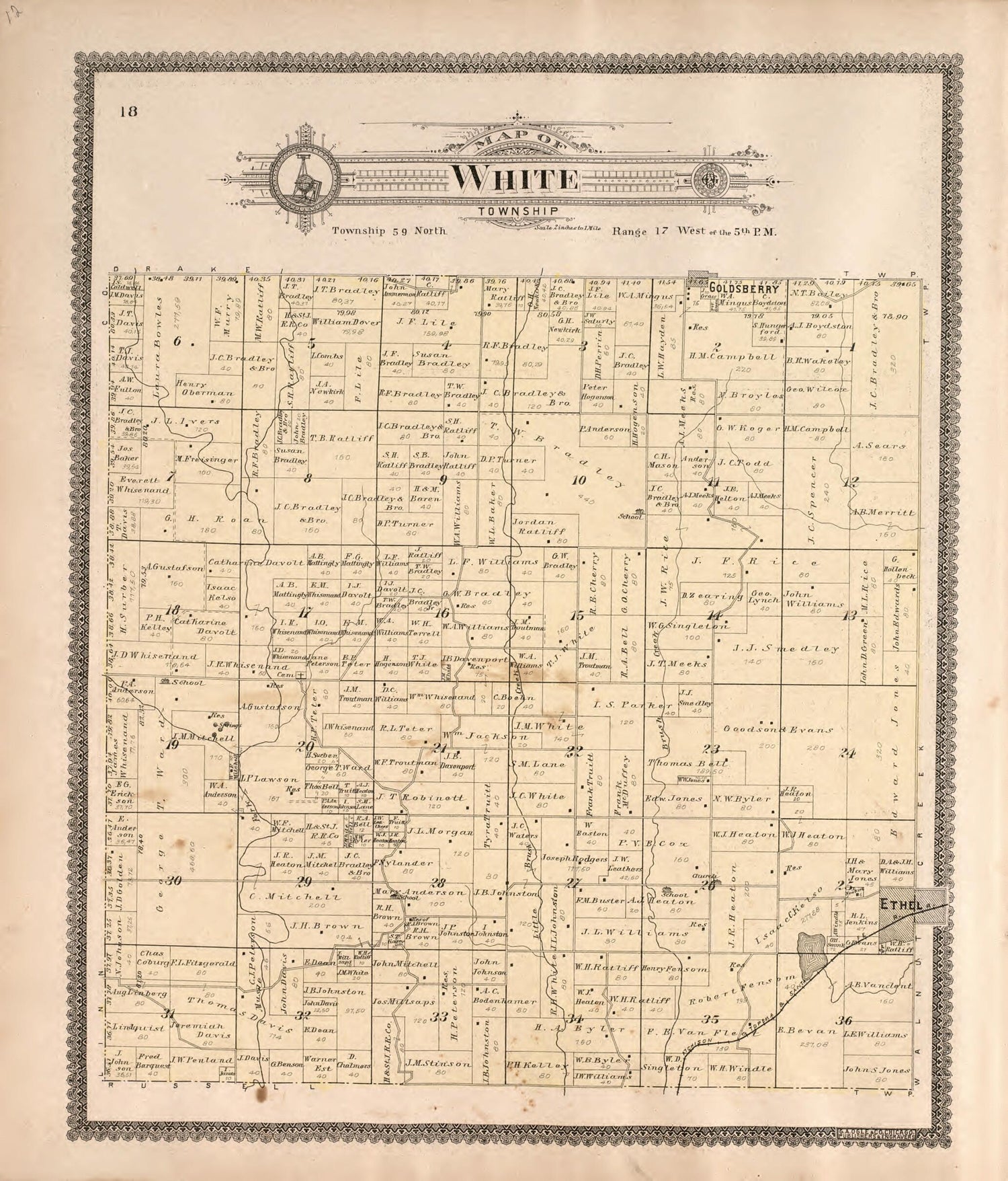 This old map of White Township from Standard Atlas of Macon County, Missouri from 1897 was created by  Geo. A. Ogle &amp; Co in 1897