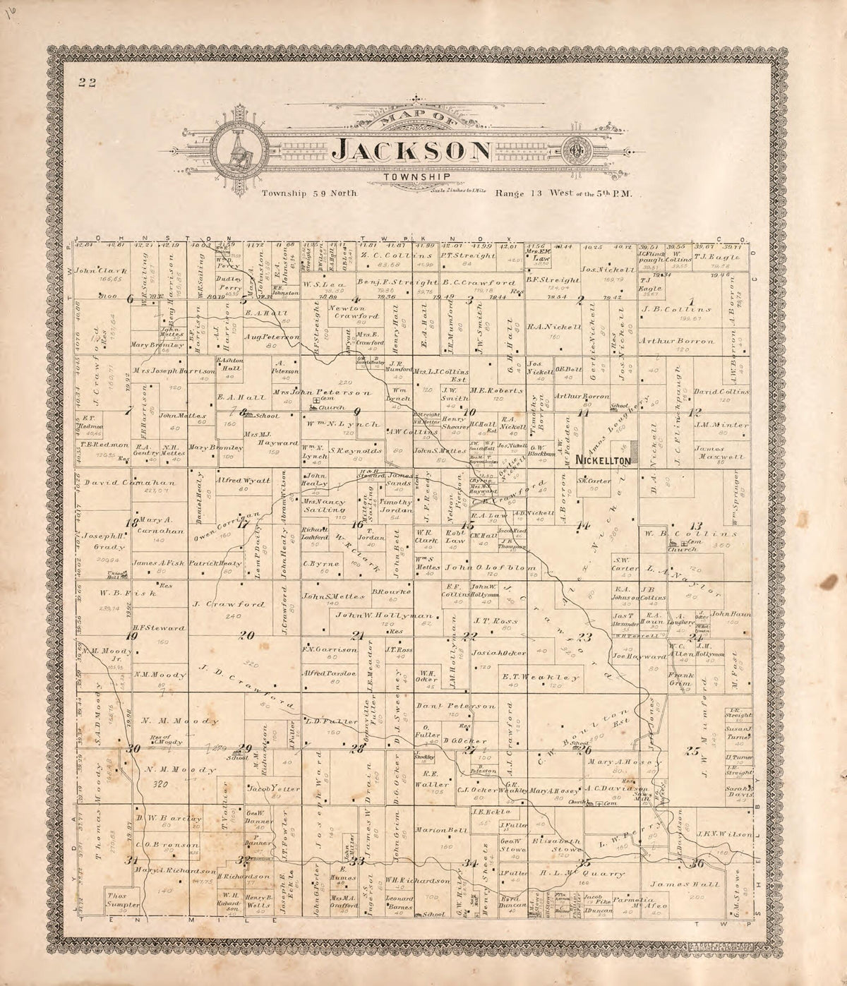 Jackson Township from Standard Atlas of Macon County, Missouri 1897 by Relic Map Company