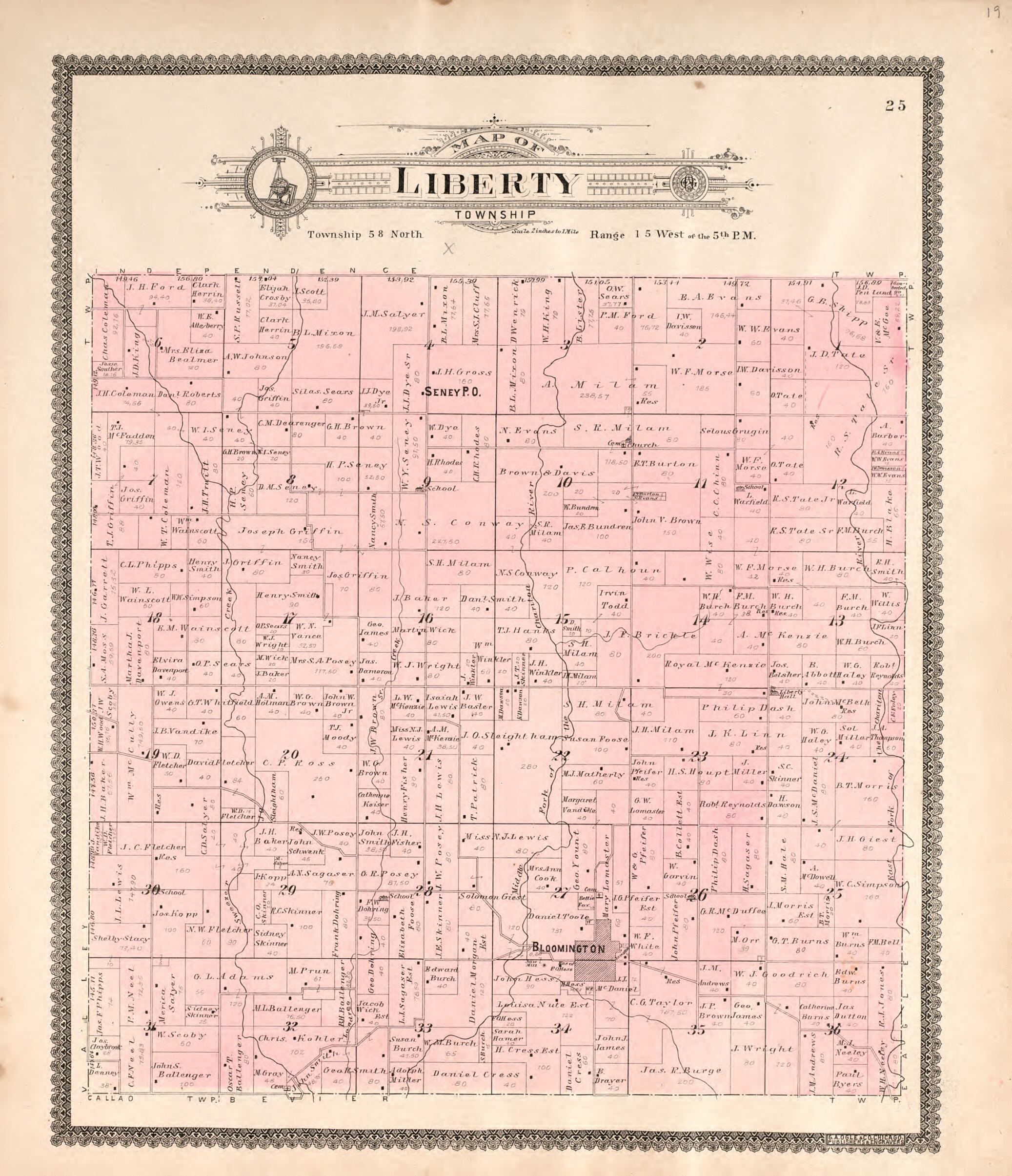 This old map of Liberty Township from Standard Atlas of Macon County, Missouri from 1897 was created by  Geo. A. Ogle &amp; Co in 1897