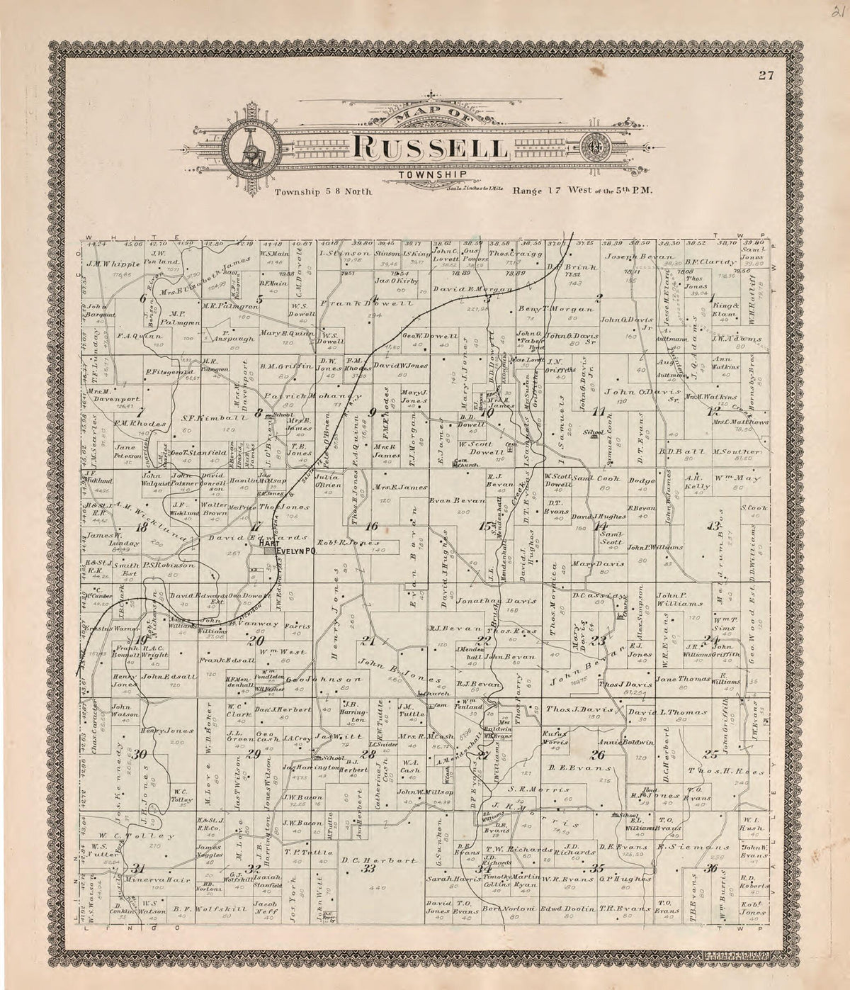 Russell Township from Standard Atlas of Macon County, Missouri 1897 by Relic Map Company