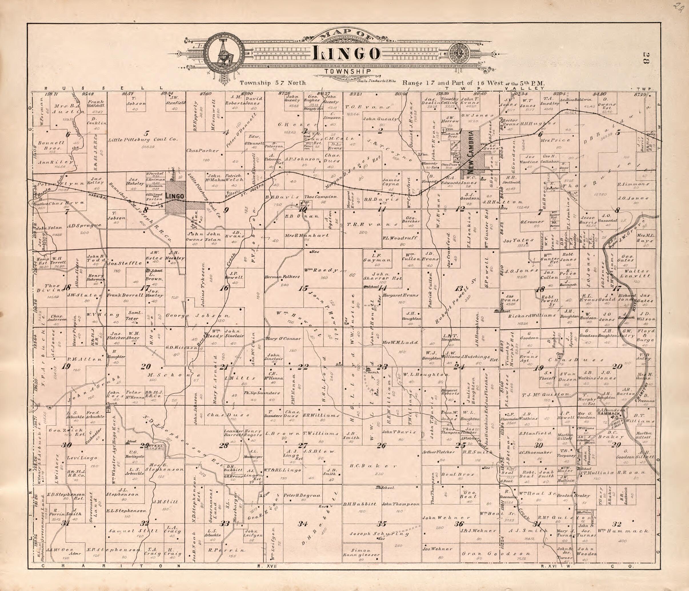 This old map of Lingo Township from Standard Atlas of Macon County, Missouri from 1897 was created by  Geo. A. Ogle &amp; Co in 1897