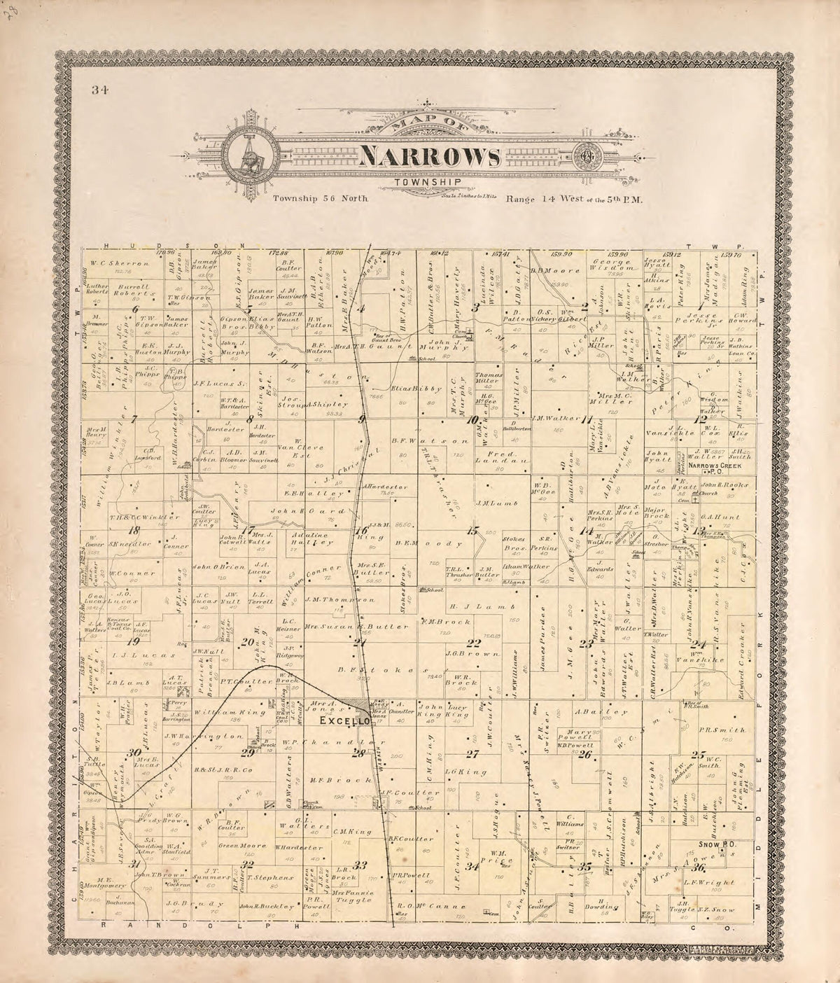 Narrows Township from Standard Atlas of Macon County, Missouri 1897 by Relic Map Company