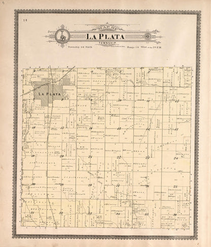 La Plata Township from Standard Atlas of Macon County, Missouri 1897 by Relic Map Company