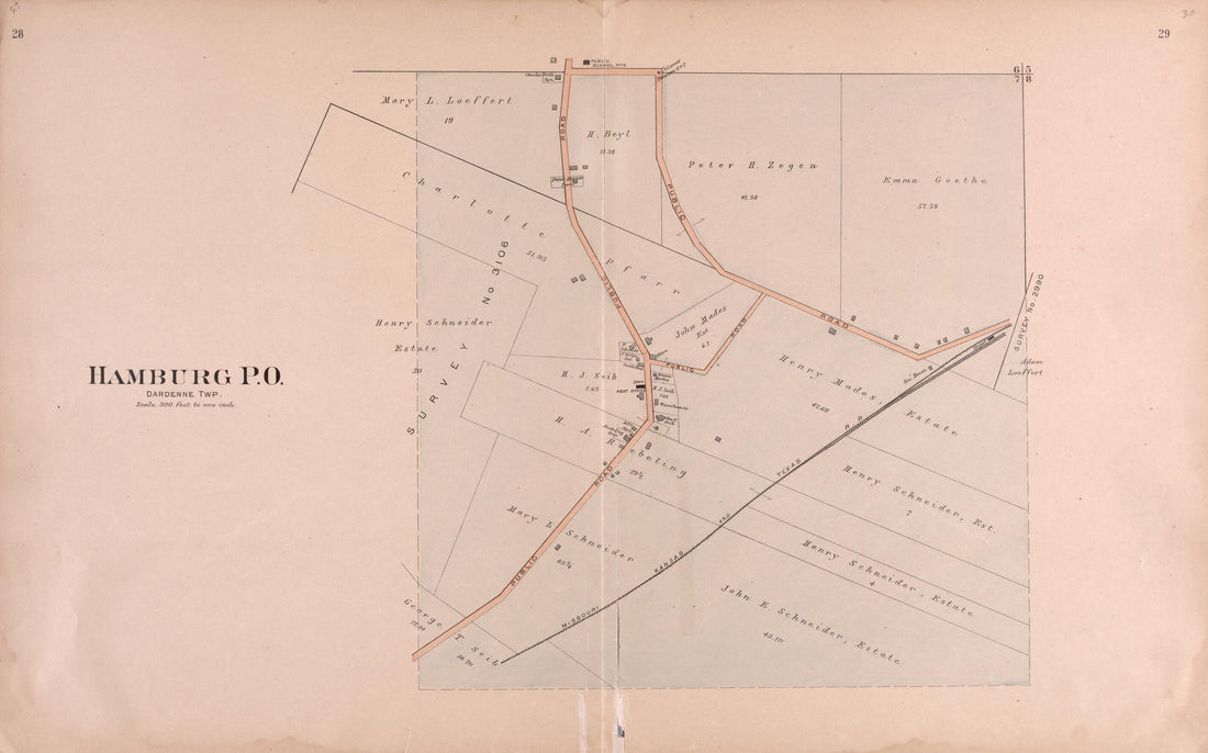 This old map of Hamburg P.O. from Plat Book of St. Charles Co., Missouri from 1905 was created by  North West Publishing Co in 1905