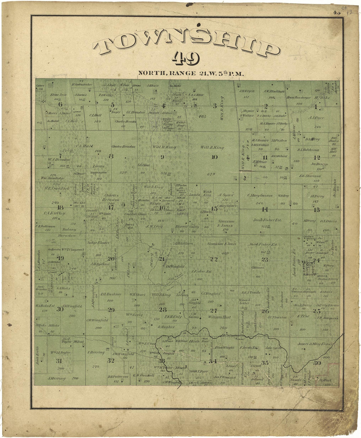 Township 49 North, Range 21W. 5th P.M. from Illustrated Atlas Map of Saline County, Missouri 1876 by Relic Map Company