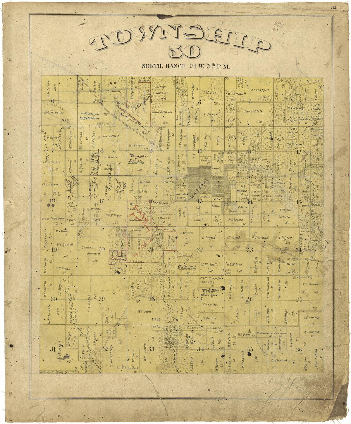 Township 50 North, Range 21W. 5th P.M. from Illustrated Atlas Map of Saline County, Missouri 1876 by Relic Map Company
