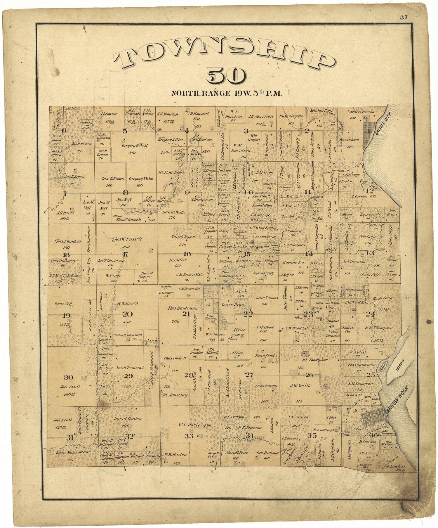 Township 50 North Range 19W. 5th P.M. from Illustrated Atlas Map of ...