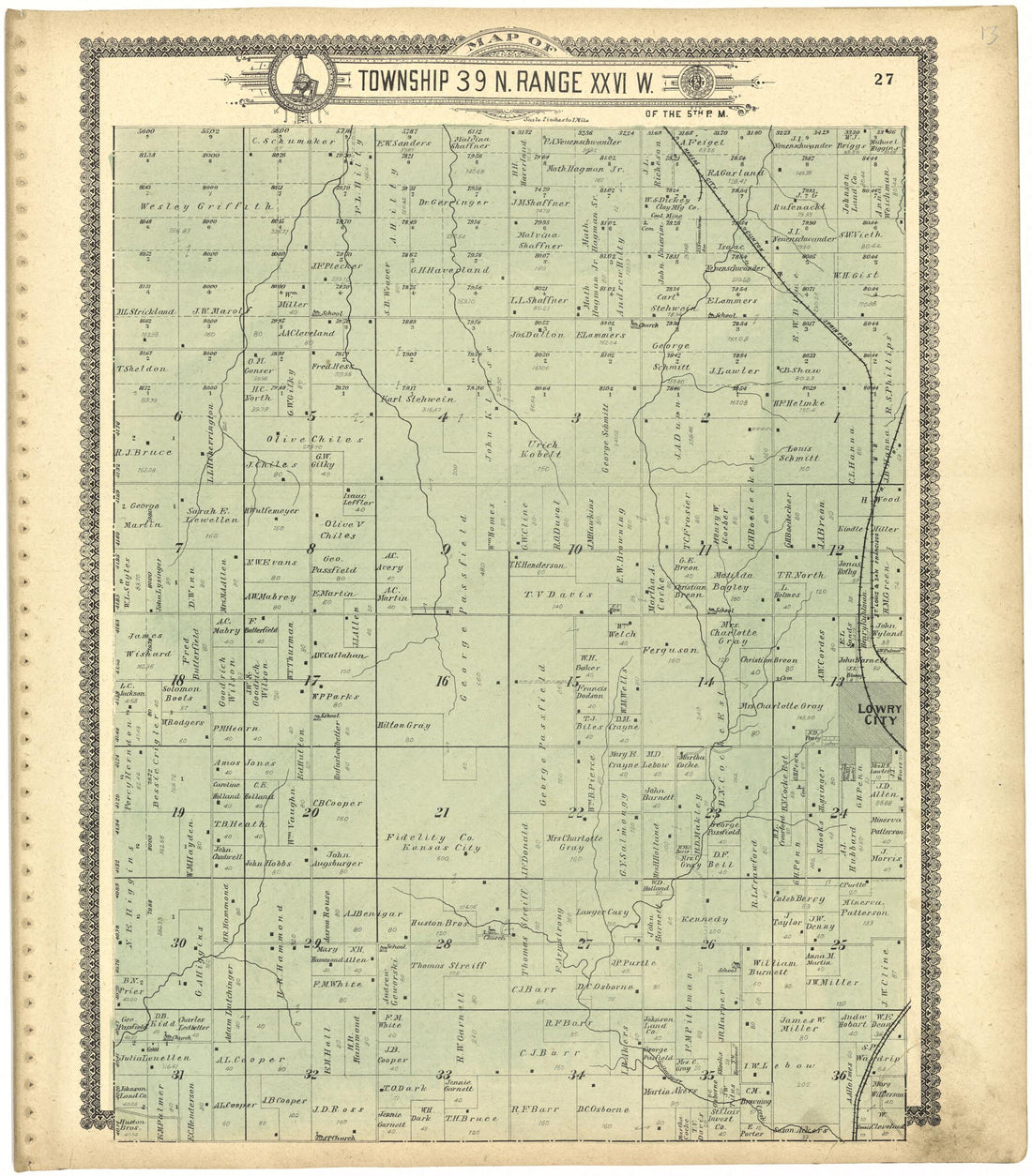 This old map of Map of Township 39 N. Range XXVI W. from Standard Atlas of Saint Clair County, Missouri from 1903 was created by  Geo. A. Ogle &amp; Co in 1903