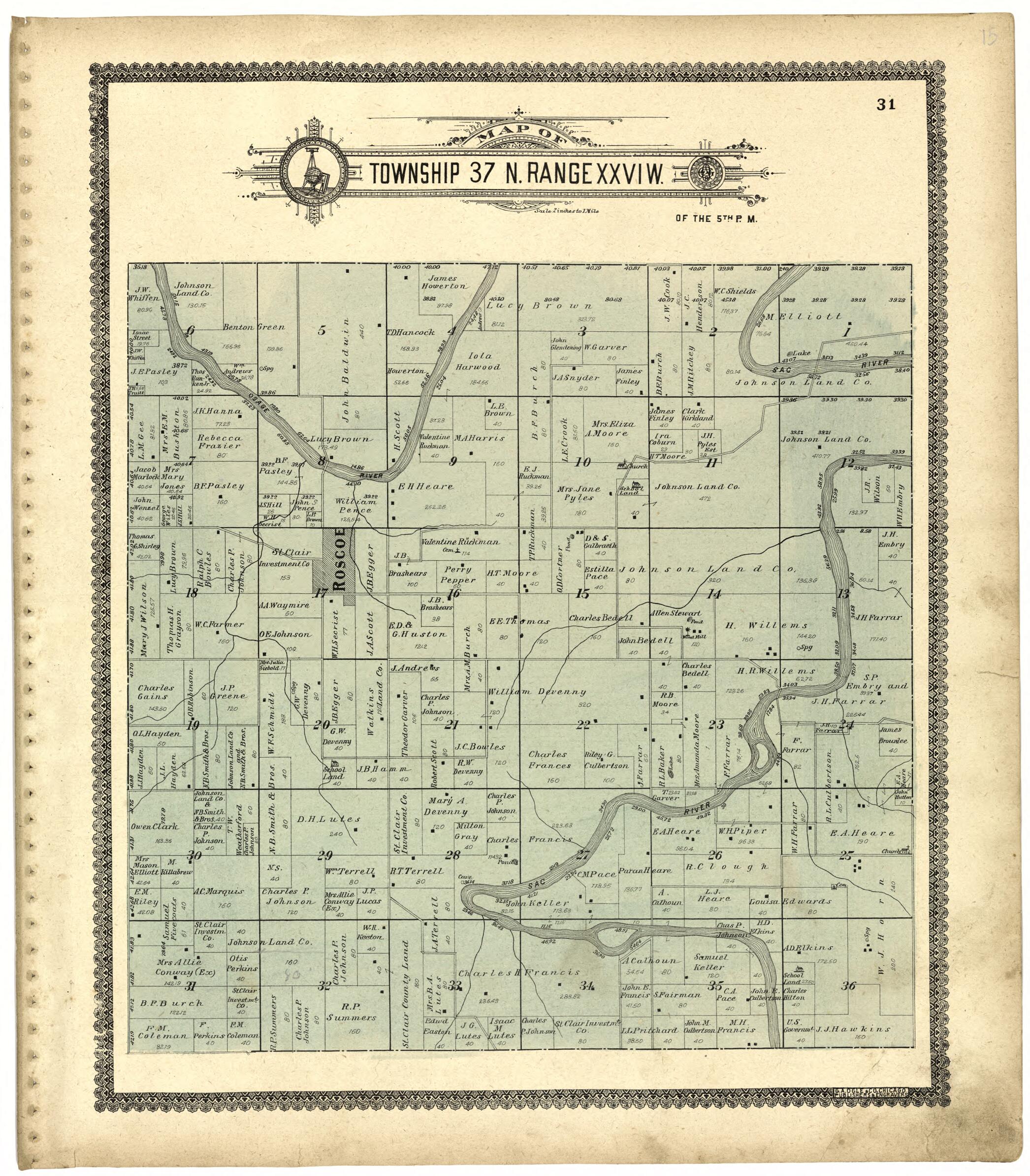 This old map of Map of Township 37 N. Range XXVI W. from Standard Atlas of Saint Clair County, Missouri from 1903 was created by  Geo. A. Ogle &amp; Co in 1903