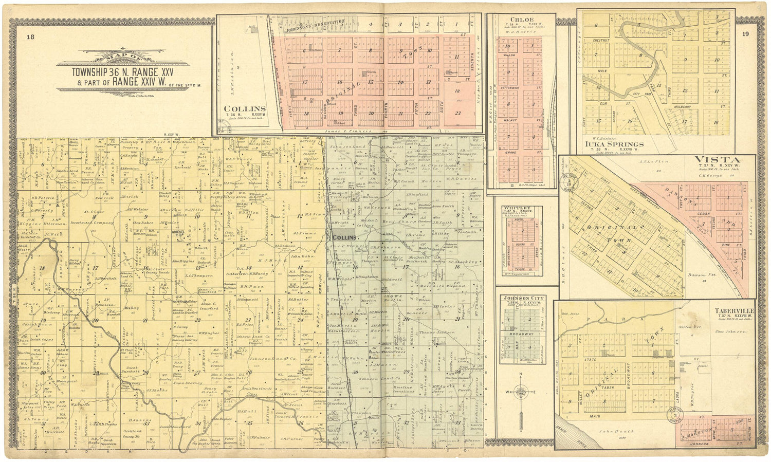 This old map of Map of Township 36 N. Range XXV &amp; Part of Range XXIV W. from Standard Atlas of Saint Clair County, Missouri from 1903 was created by  Geo. A. Ogle &amp; Co in 1903