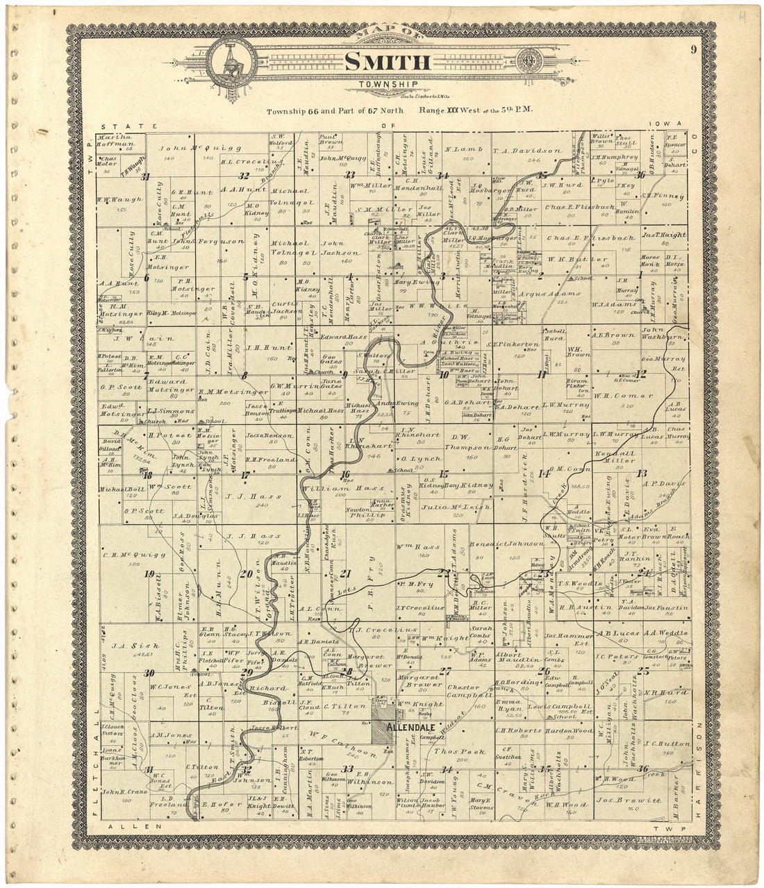 This old map of Map of Smith Township from Standard Atlas of Worth County, Missouri from 1902 was created by  Geo. A. Ogle &amp; Co in 1902