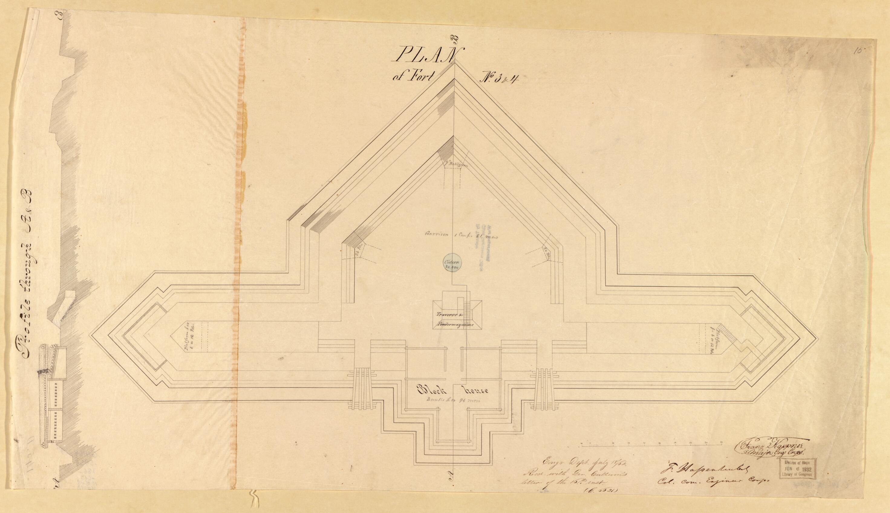 This old map of Plan of Fort No. 3 &amp; 4 from Original Plattings of Forts at St. Louis, Mo. 186-. from 1860 was created by  United States. Army. Corps of Engineers in 1860