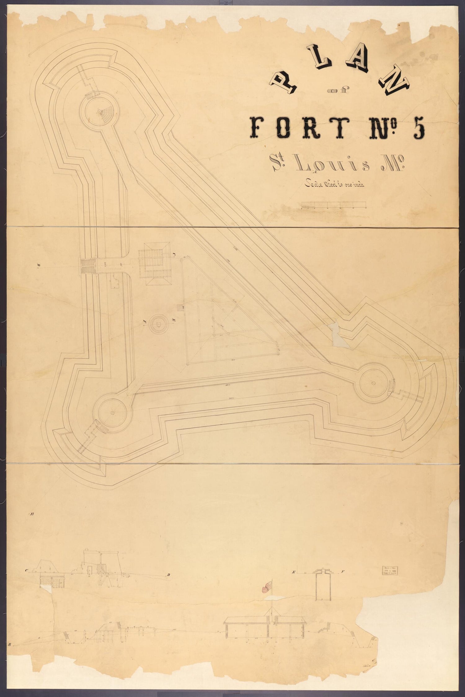 This old map of Plan of Fort No. 5 from Original Plattings of Forts at St. Louis, Mo. 186-. from 1860 was created by  United States. Army. Corps of Engineers in 1860