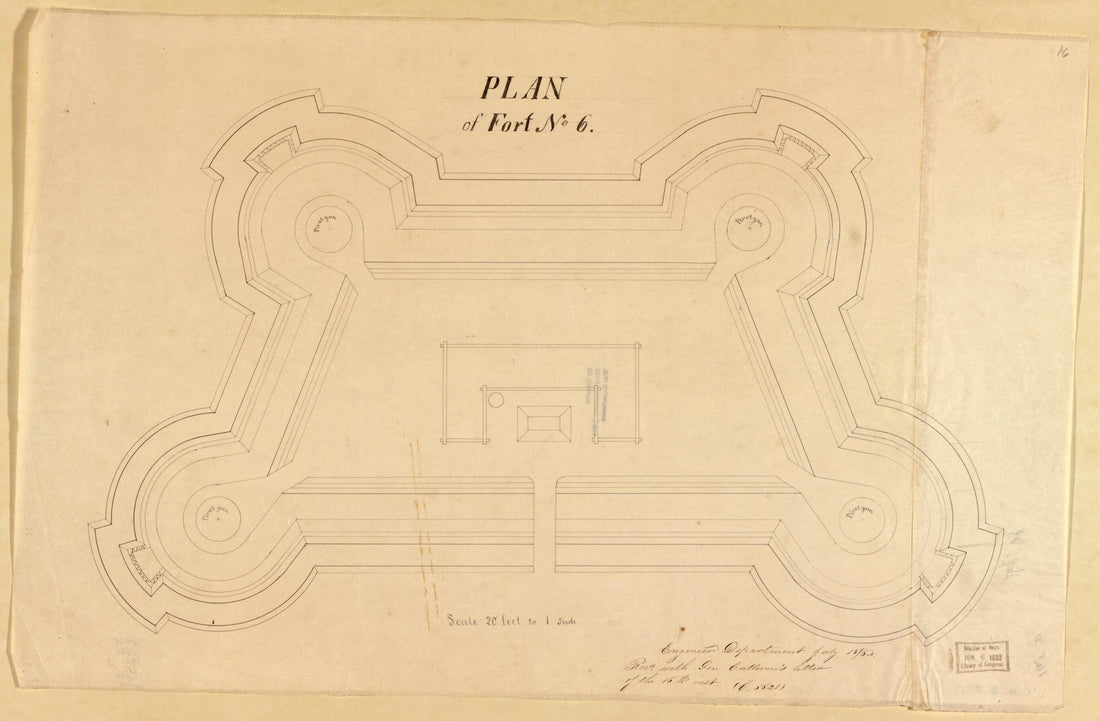 This old map of Plan of Fort No. 5, St. Louis, MO from Original Plattings of Forts at St. Louis, Mo. 186-. from 1860 was created by  United States. Army. Corps of Engineers in 1860