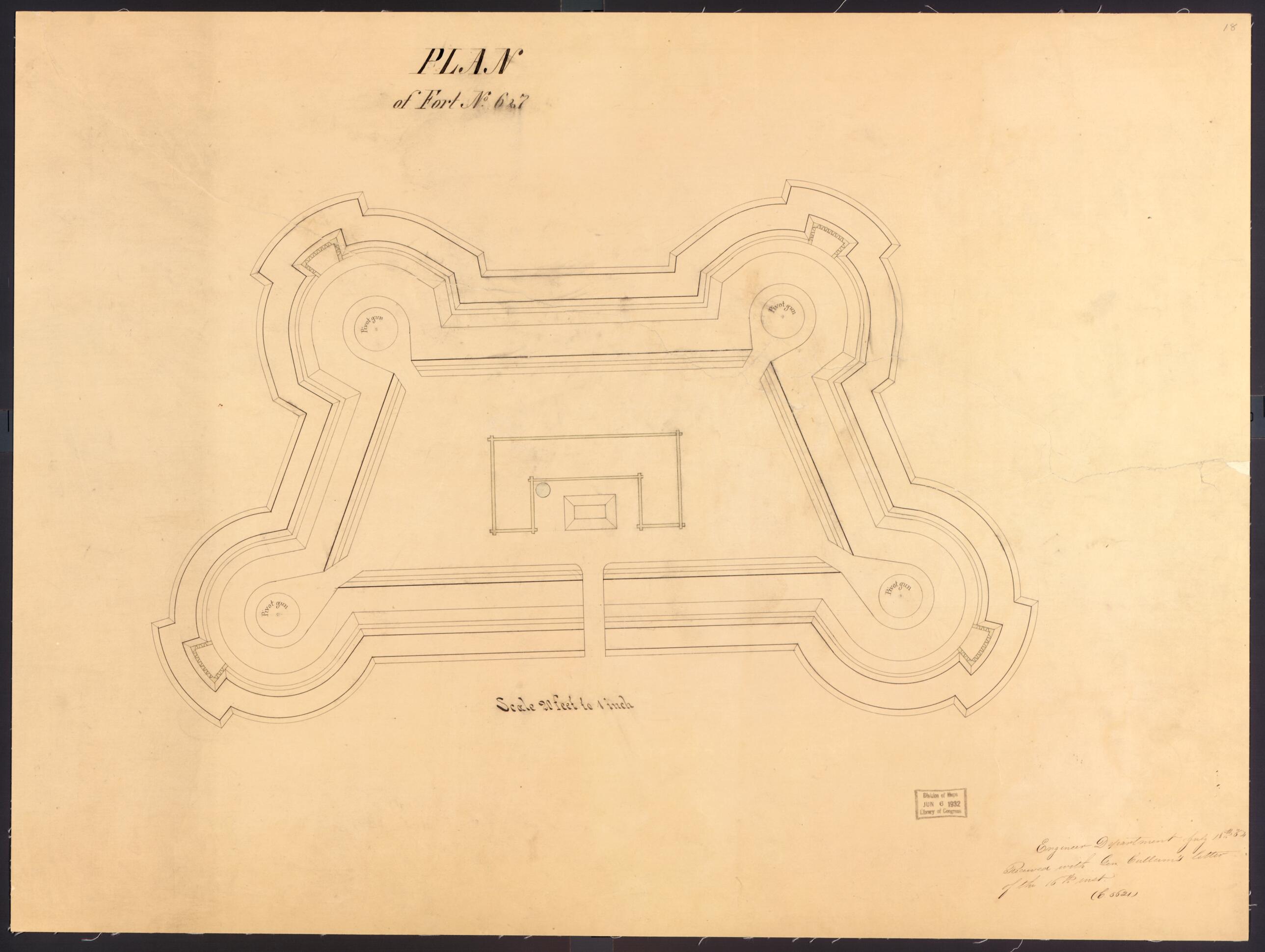 This old map of Plan of Fort No. VI, St. Louis, MO from Original Plattings of Forts at St. Louis, Mo. 186-. from 1860 was created by  United States. Army. Corps of Engineers in 1860