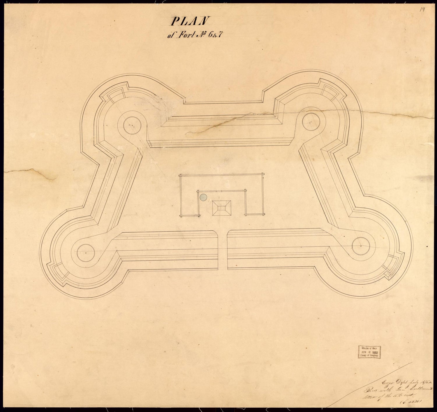 This old map of Plan of Fort No. 6 &amp; 7 from Original Plattings of Forts at St. Louis, Mo. 186-. from 1860 was created by  United States. Army. Corps of Engineers in 1860