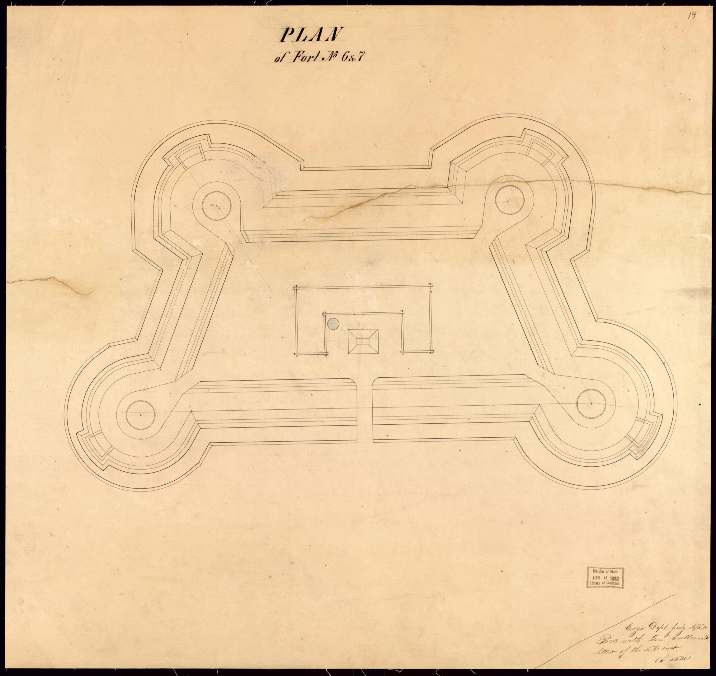 This old map of Plan of Fort No. 6 &amp; 7 from Original Plattings of Forts at St. Louis, Mo. 186-. from 1860 was created by  United States. Army. Corps of Engineers in 1860