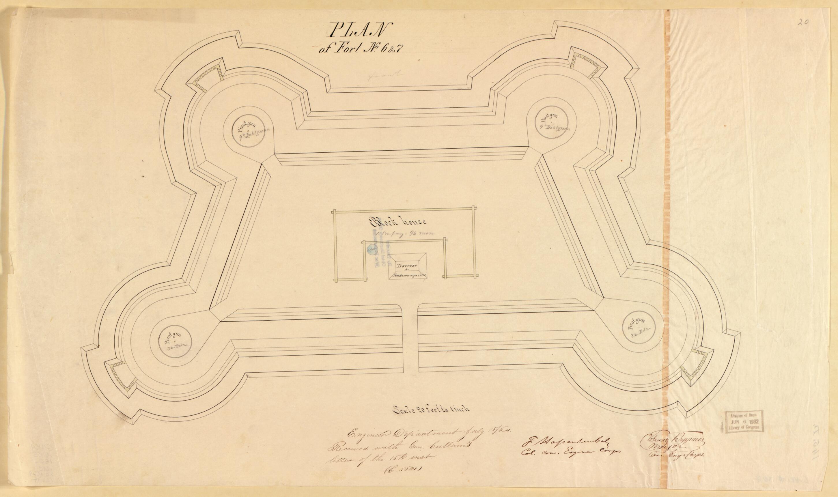 This old map of Plan of Fort No. 6 &amp; 7 from Original Plattings of Forts at St. Louis, Mo. 186-. from 1860 was created by  United States. Army. Corps of Engineers in 1860