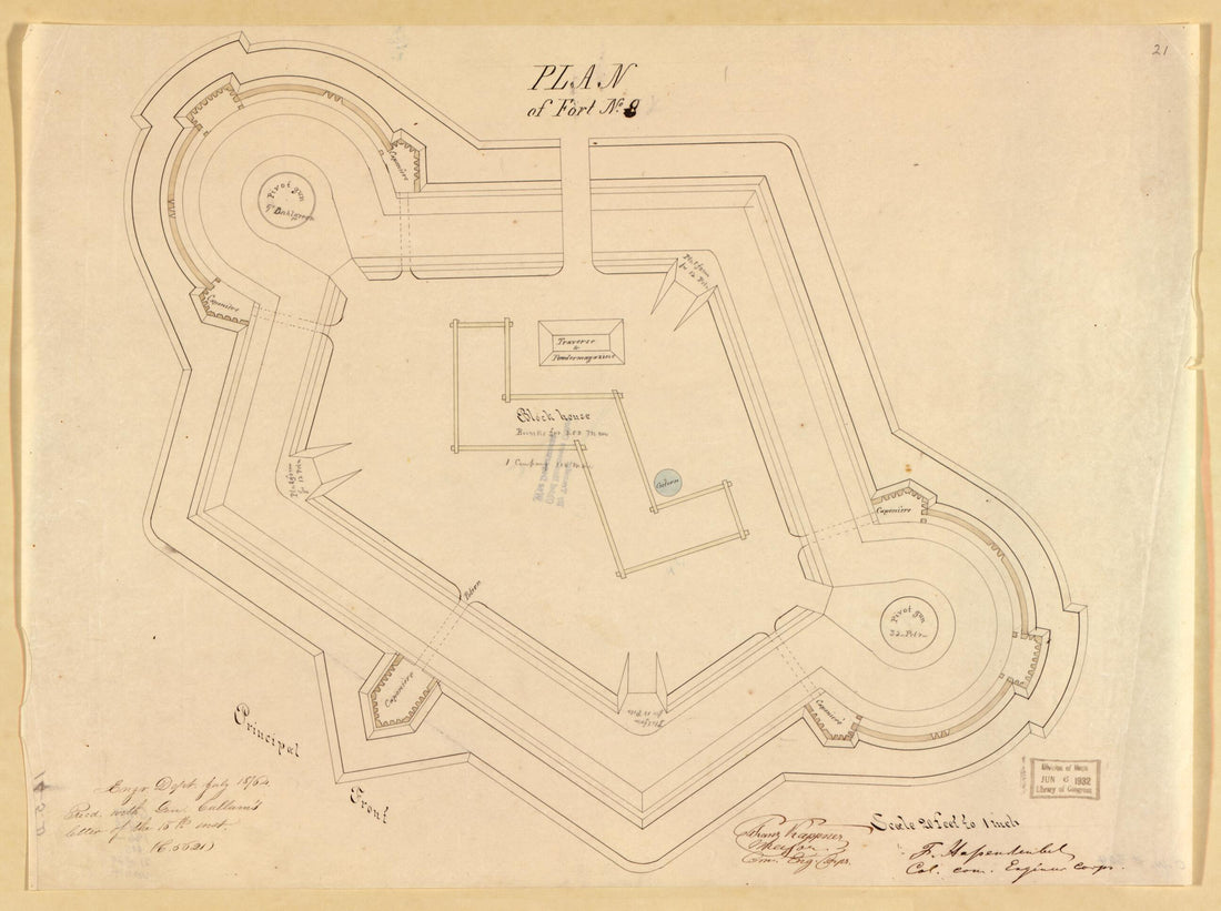 This old map of Plan of Fort No. 6 &amp; 7 from Original Plattings of Forts at St. Louis, Mo. 186-. from 1860 was created by  United States. Army. Corps of Engineers in 1860