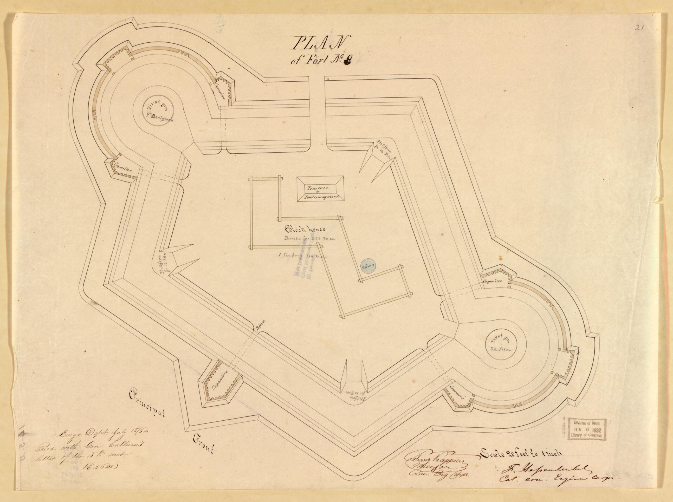 This old map of Plan of Fort No. 6 &amp; 7 from Original Plattings of Forts at St. Louis, Mo. 186-. from 1860 was created by  United States. Army. Corps of Engineers in 1860