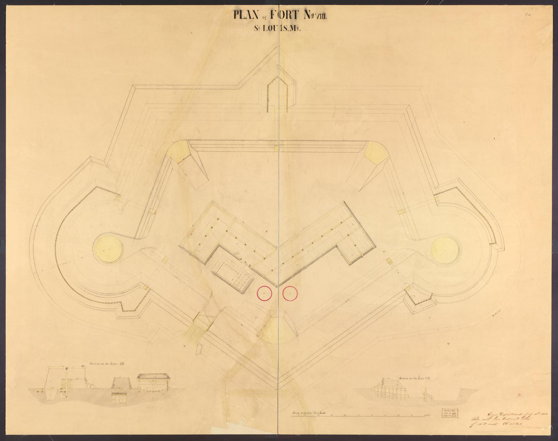 This old map of Plan of Fort No. 8 from Original Plattings of Forts at St. Louis, Mo. 186-. from 1860 was created by  United States. Army. Corps of Engineers in 1860