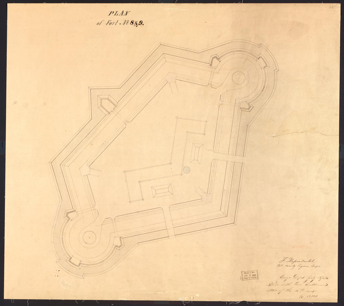 This old map of Plan of Fort No. VIII, St. Louis, MO from Original Plattings of Forts at St. Louis, Mo. 186-. from 1860 was created by  United States. Army. Corps of Engineers in 1860