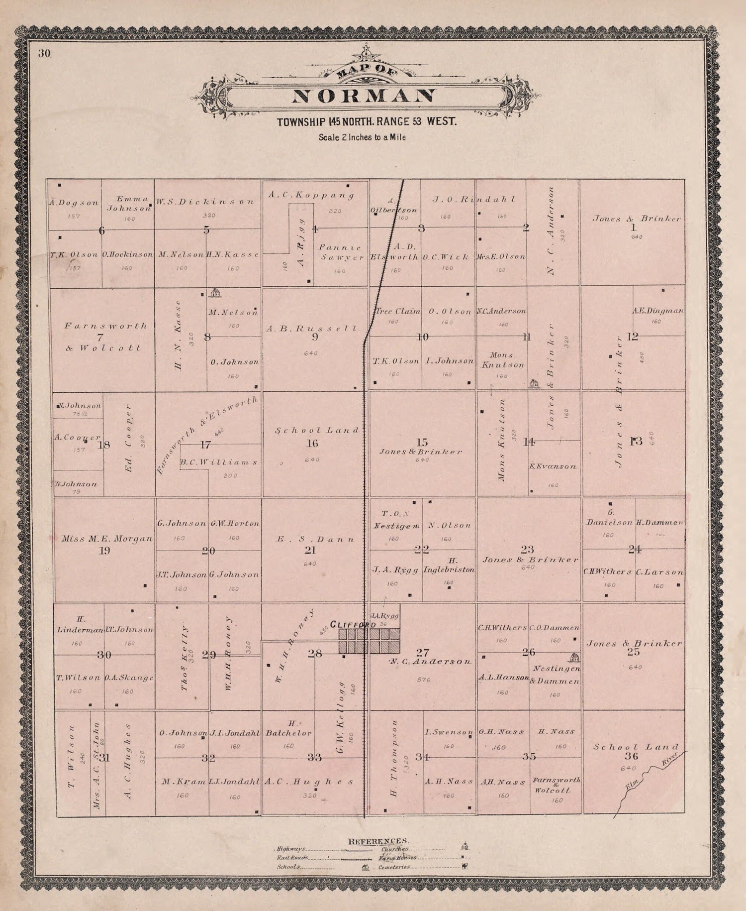 This old map of Norman from Illustrated Historical Atlas of Traill and Steele Counties, North Dakota from 1892 was created by  Wm. Wangersheim &amp; Co in 1892