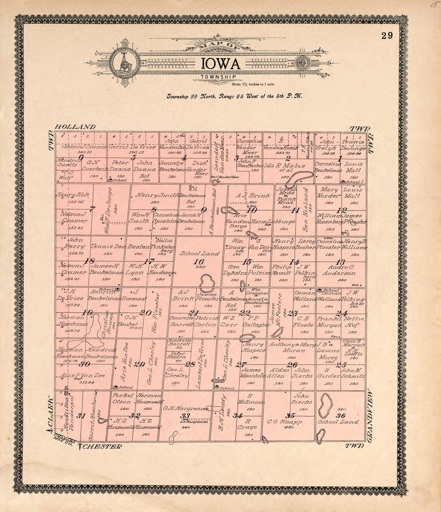 This old map of Map of Iowa Township from Standard Atlas of Douglas County, South Dakota from 1909 was created by  Geo. A. Ogle &amp; Co in 1909