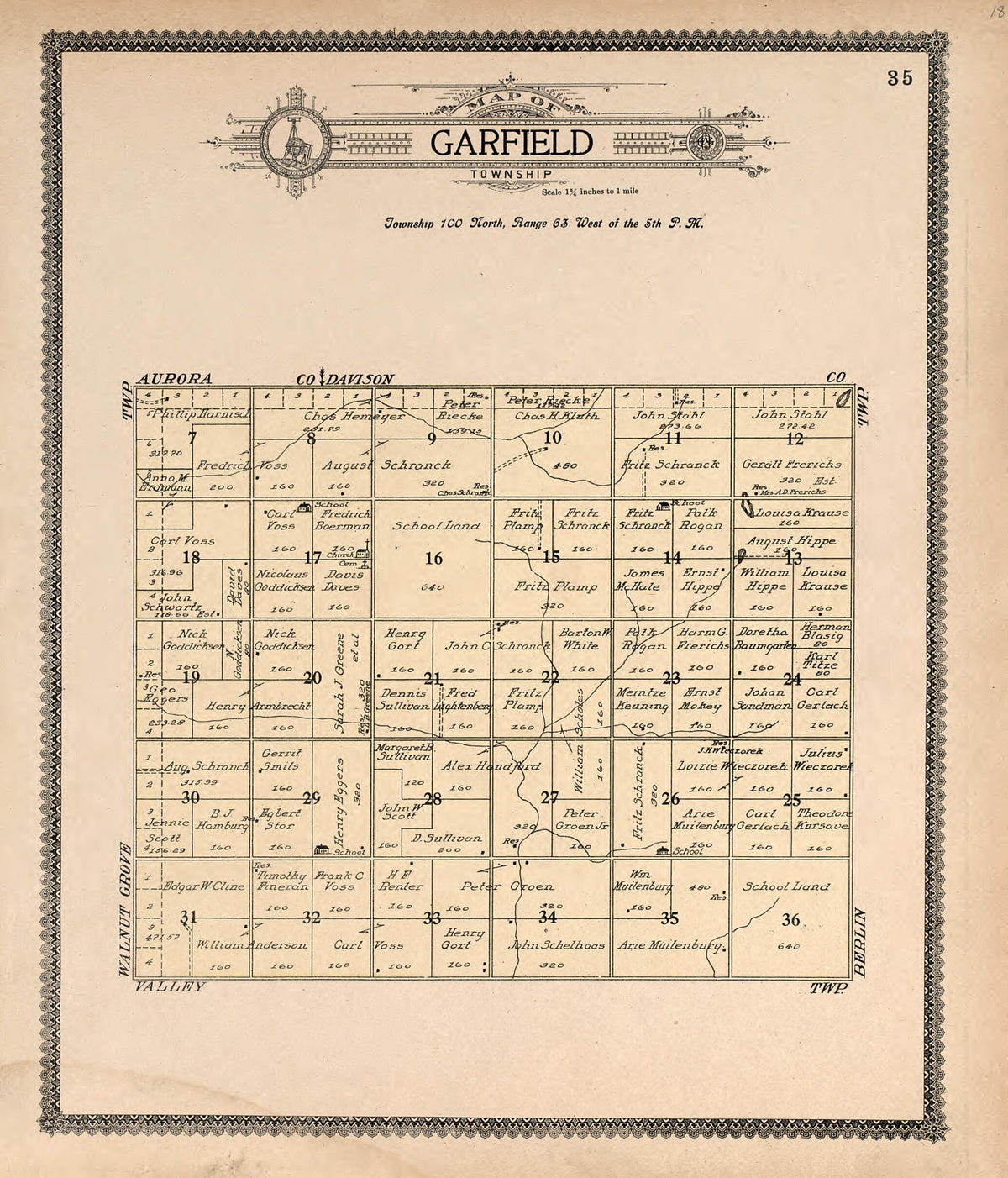 Map of Garfield Township from Standard Atlas of Douglas County, South Dakota 1909 by Relic Map Company