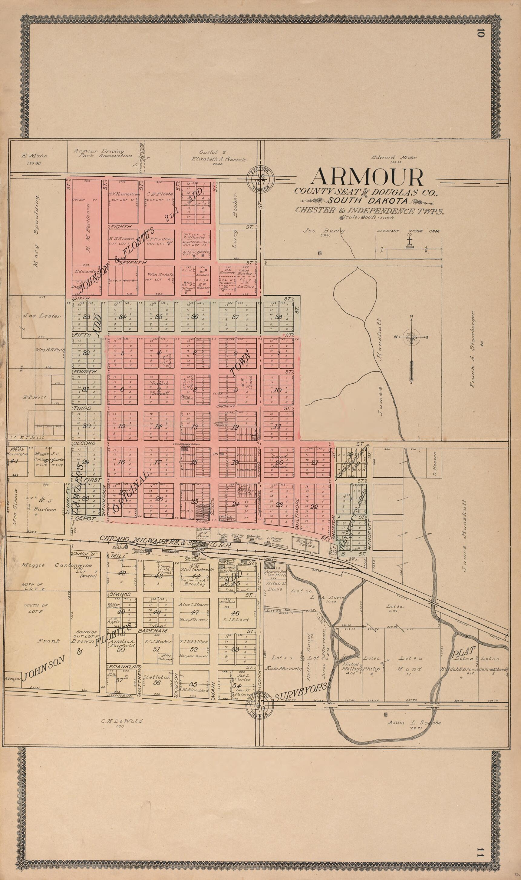 This old map of Armour from Standard Atlas of Douglas County, South Dakota from 1909 was created by  Geo. A. Ogle &amp; Co in 1909