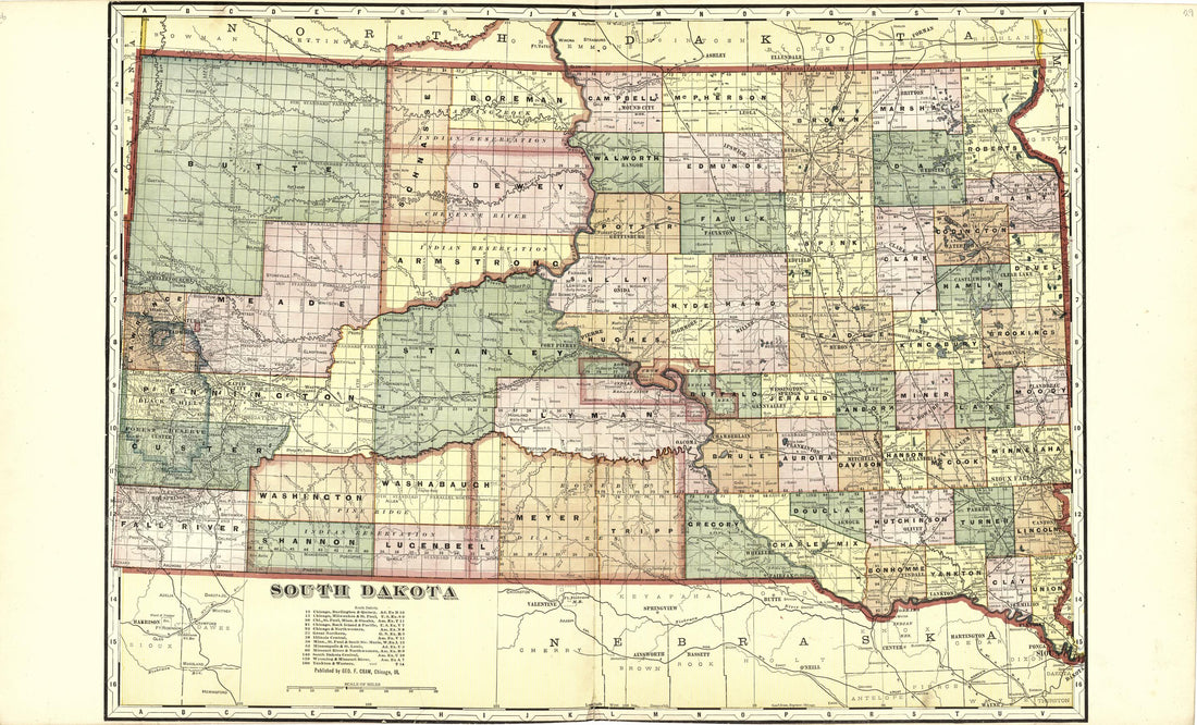 This old map of Map of South Dakota from Standard Atlas of Kingsbury County, South Dakota from 1909 was created by  Geo. A. Ogle &amp; Co in 1909