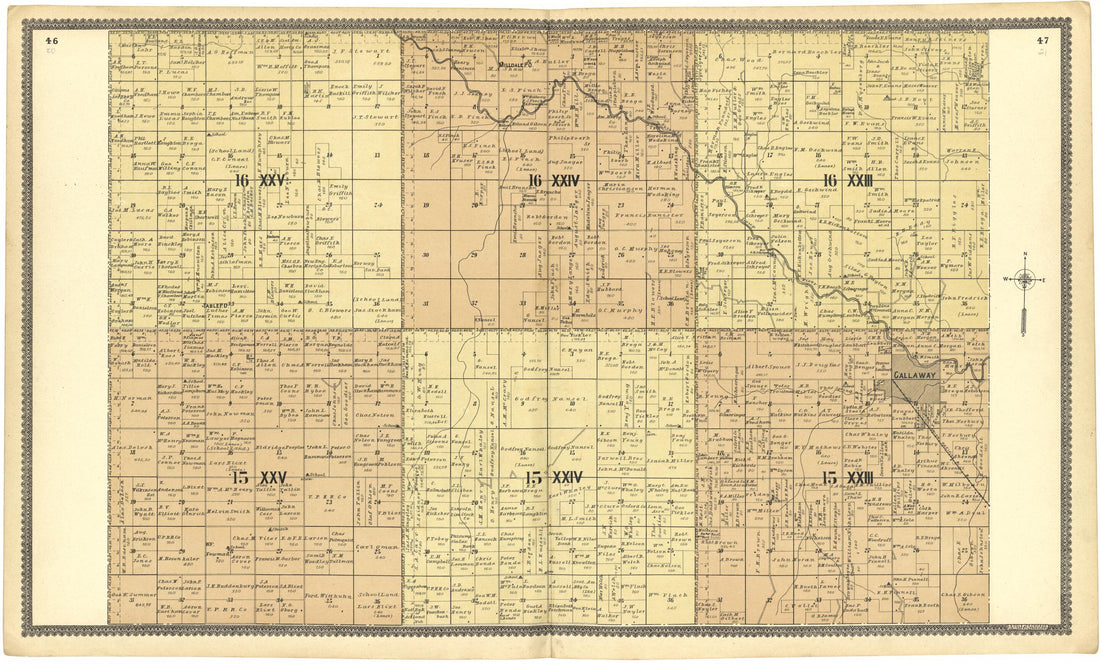 This old map of 16 XXV; 16 XXIV; 16 XXIII; 15 XXV; 15 XXIV; 15 XXIII from Standard Atlas of Custer County, Nebraska from 1904 was created by  Geo. A. Ogle &amp; Co in 1904