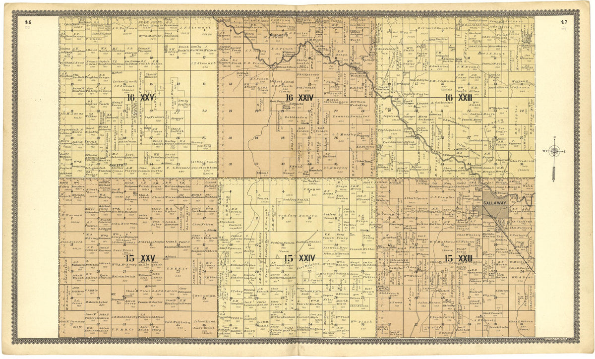 16 XXV; 16 XXIV; 16 XXIII; 15 XXV; 15 XXIV; 15 XXIII from Standard Atlas of Custer County, Nebraska 1904 by Relic Map Company