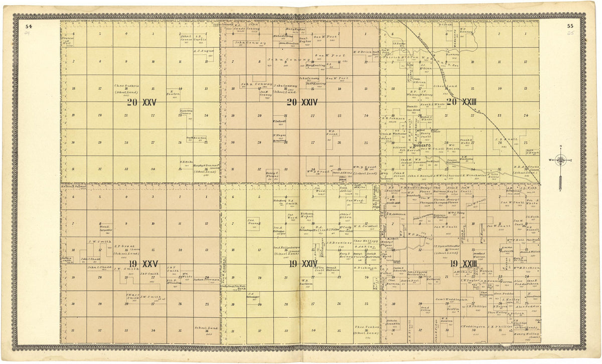 20 XXV; 20 XXIV; 20 XXIII; 19 XXV; 19 XXIV; 19 XXIII from Standard Atlas of Custer County, Nebraska 1904 by Relic Map Company