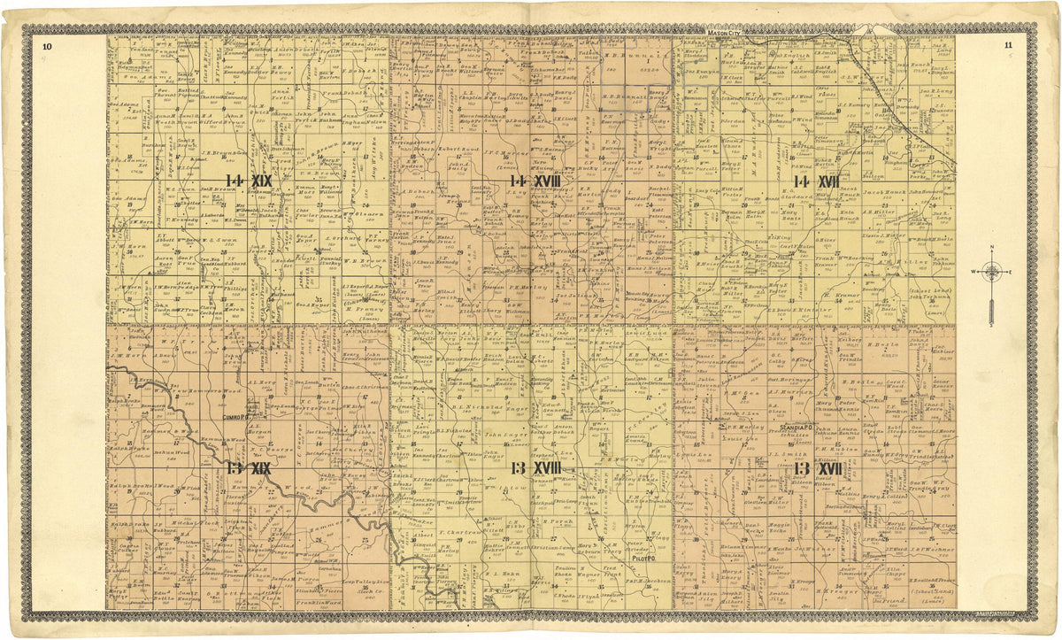 14 XIX; 14 XVIII; 14 XVII; 13 XIX; 13 XVIII; 13 XVII from Standard Atlas of Custer County, Nebraska 1904 by Relic Map Company