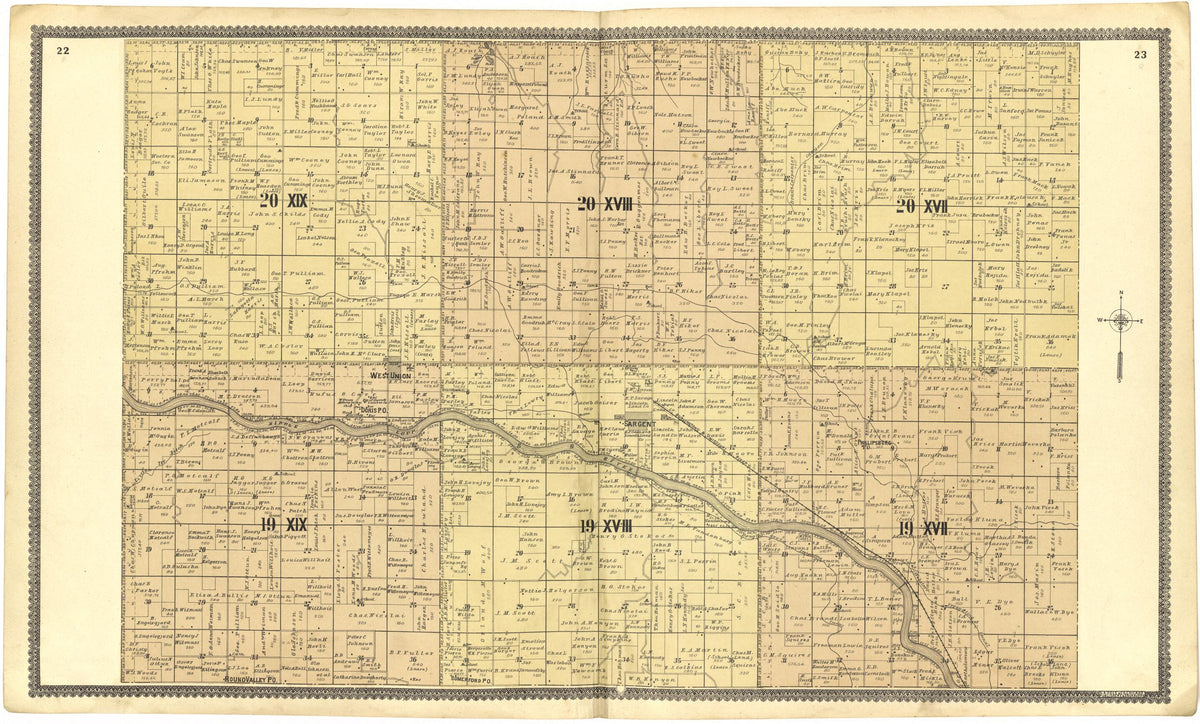 20 XIX; 20 XVIII; 20 XVII; 19 XIX; 19 XVIII; 19 XVII from Standard Atlas of Custer County, Nebraska 1904 by Relic Map Company