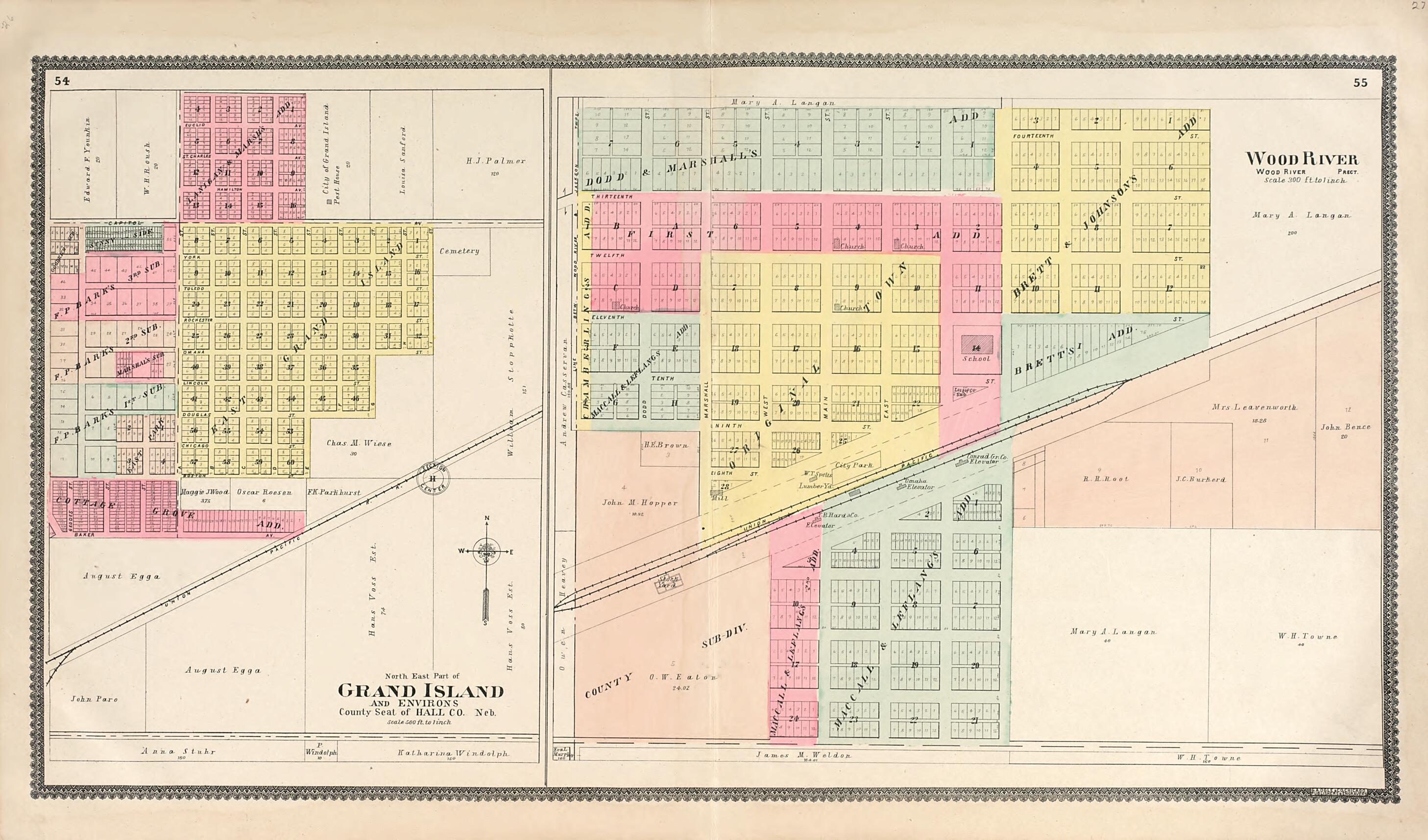 This old map of North East Part of Grand Island from Standard Atlas of Hall County, Nebraska from 1904 was created by  Geo. A. Ogle &amp; Co in 1904