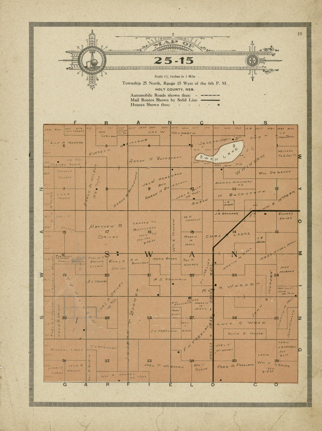 This old map of Map of 25-15 from Standard Atlas and Directory of Holt County, Nebraska from 1915 was created by Iowa) Kenyon Company (Des Moines in 1915