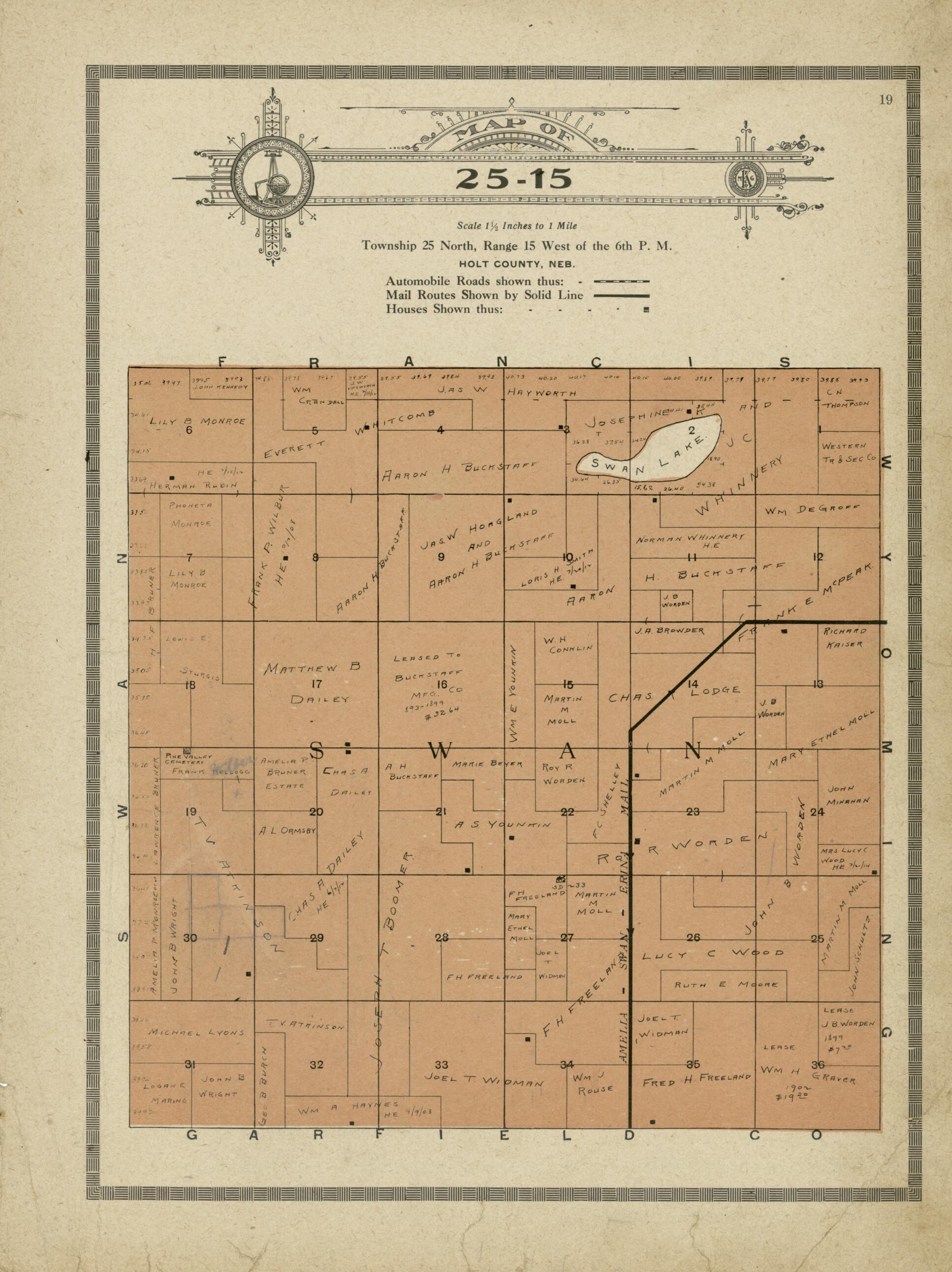 This old map of Map of 25-15 from Standard Atlas and Directory of Holt County, Nebraska from 1915 was created by Iowa) Kenyon Company (Des Moines in 1915