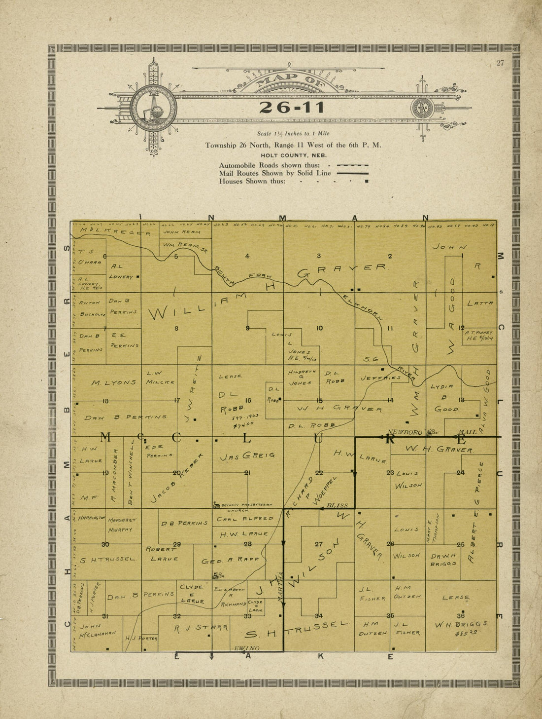 This old map of Map of 26-11 from Standard Atlas and Directory of Holt County, Nebraska from 1915 was created by Iowa) Kenyon Company (Des Moines in 1915